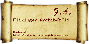 Flikinger Archibáld névjegykártya